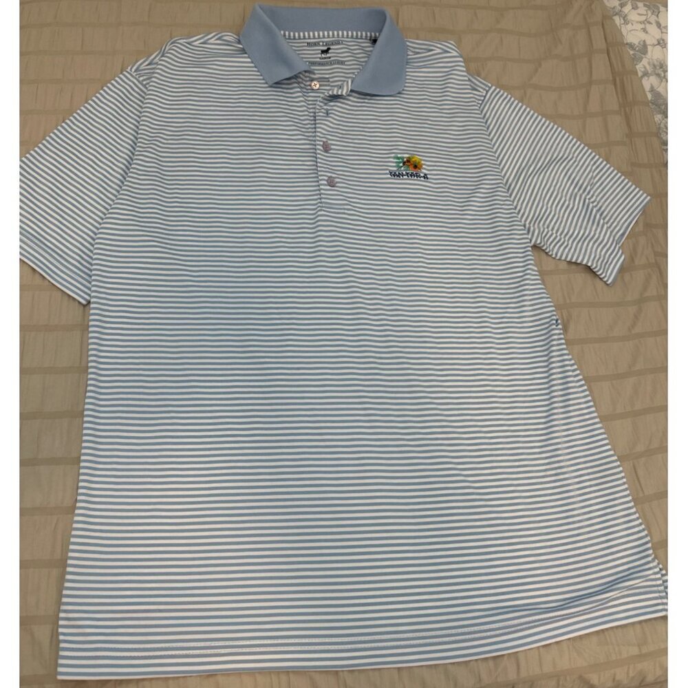 Horn Legend Mens Striped Polo Shirt Blue White Short Sleeve Golf Shirt, Large - Picture 5 of 11